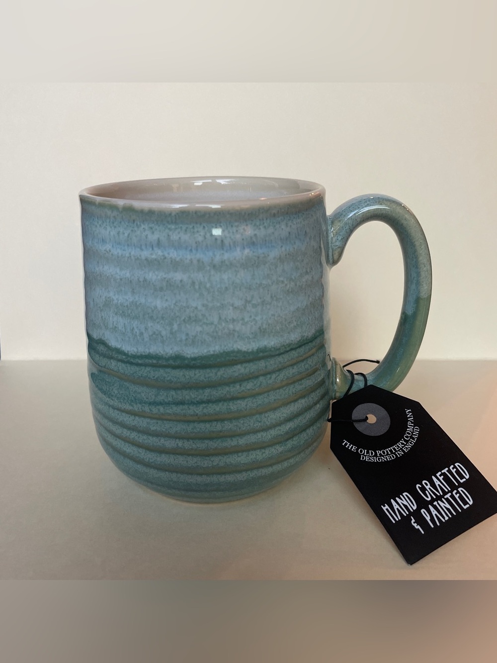 The Old Pottery Company Hand Crafted & Painted Ceramic Mug Two-Tone Green 16oz